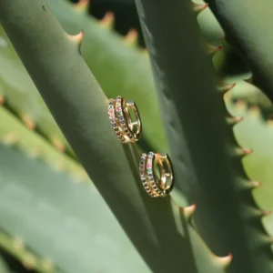 Rainbow Crystal Gold Huggies