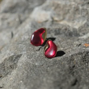 Crimson Flame Stud Earrings